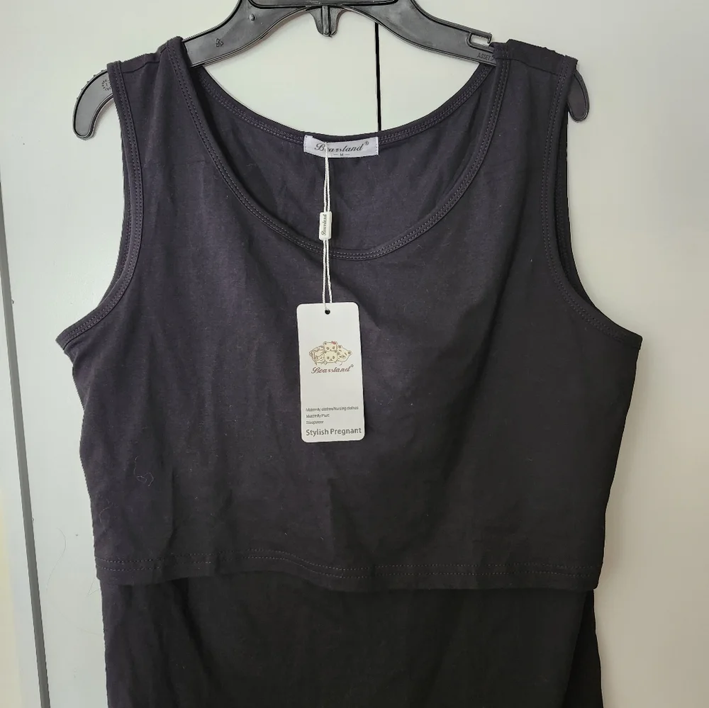 NWT-2 BEARSLAND Stylish Pregnant Maternity Nursing Tank Tops. Black&Blue. Medium - Picture 9 of 16